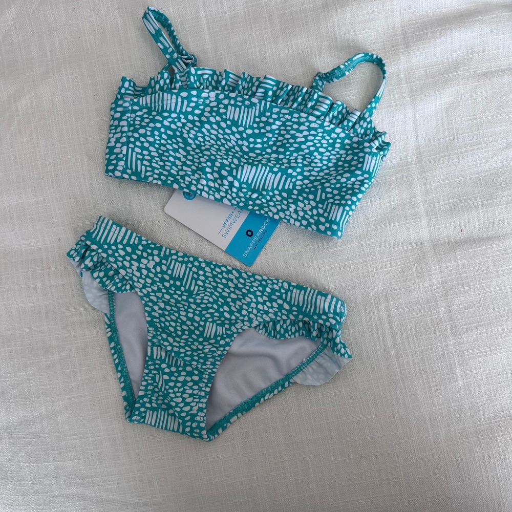 NWT Snapper Rock Ruffle Swimsuit UPF 50+ Sun Protection Swim Set Girl Size 3